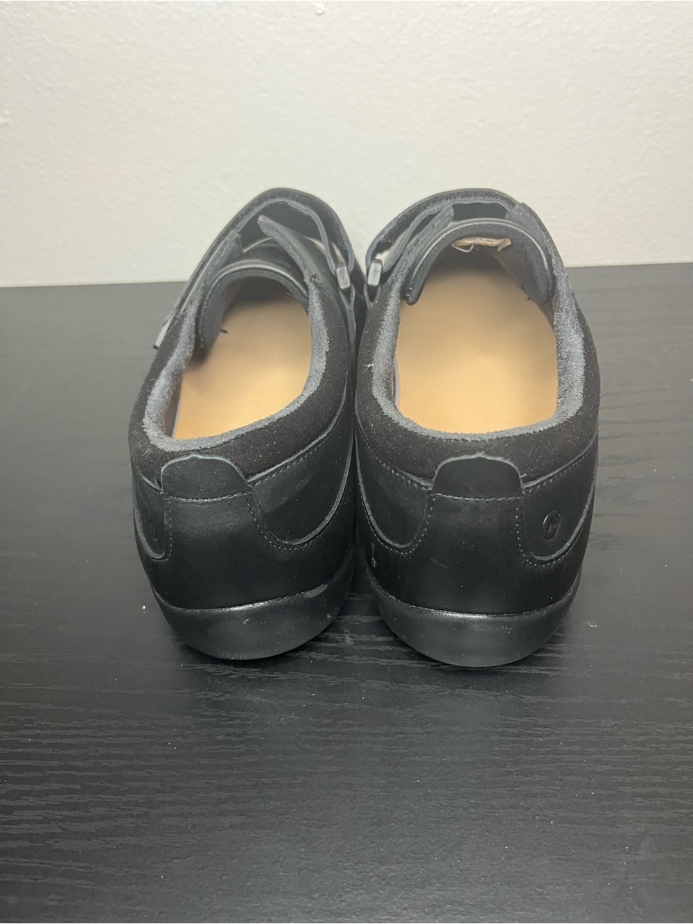 Diabetic Black Women's Slip-On Loafers with Velcro Strap - Picture 5 of 10